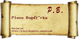 Plevo Bogárka névjegykártya
